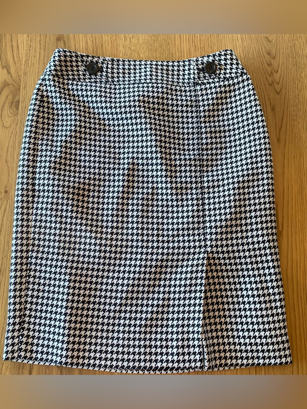 Ann Taylor Black & White Houndstooth Pencil Skirt 2 Petite